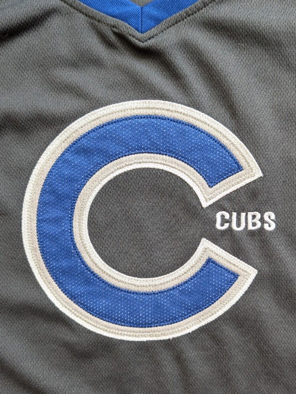 Dynasty Chicago Cubs Mens MLB Grey Royal Blue V-Neck Short Sleeve Shirt Size XL - Picture 3 of 9